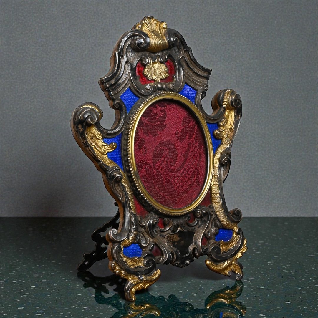 Cornice in Argento Con Parti in Vermeil e Smalto - Italia XX Secolo-photo-2